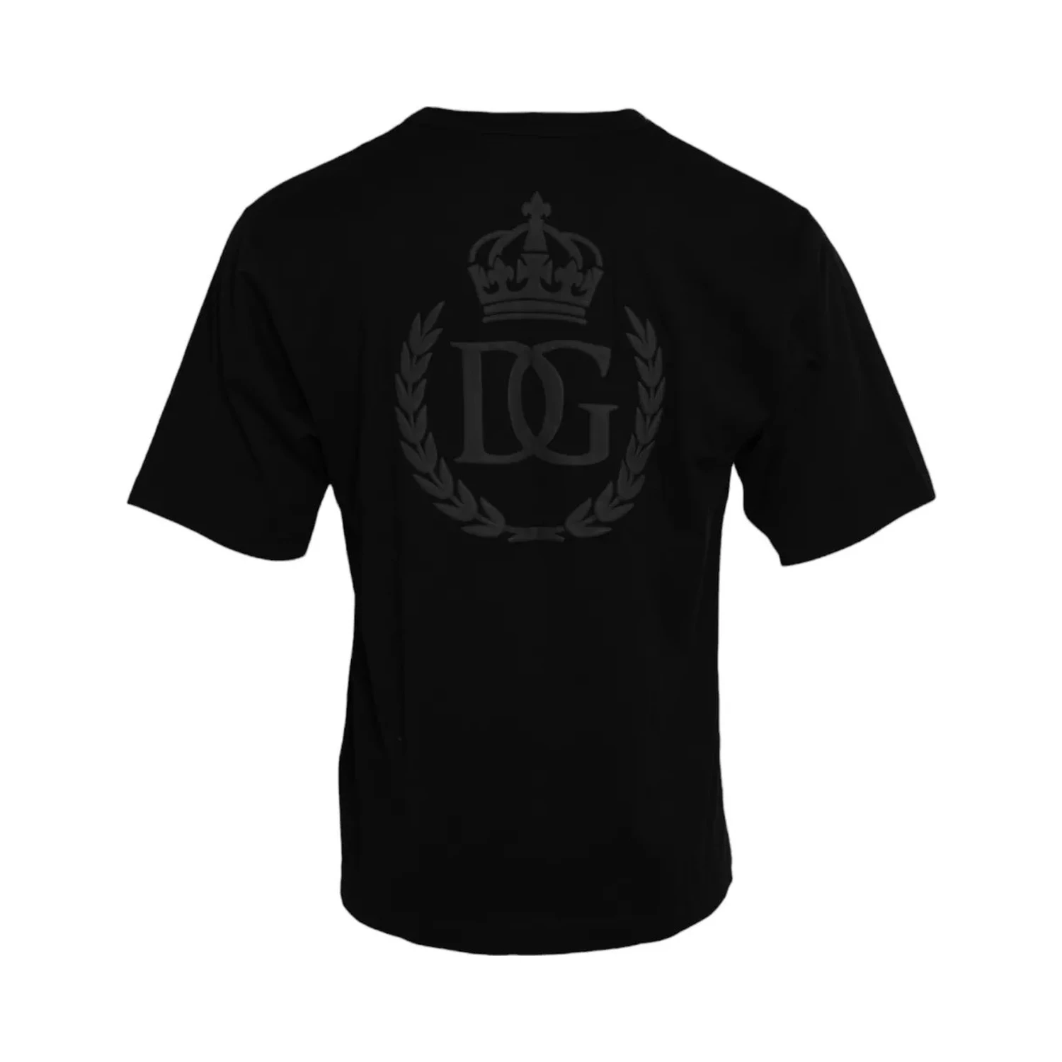 Black Logo Embossed Cotton Crew Neck T-shirt