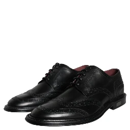 Black Leather Oxford Wingtip Formal Men Shoes