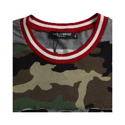 Multicolor Camouflage Cotton Crew Neck Men T-shirt