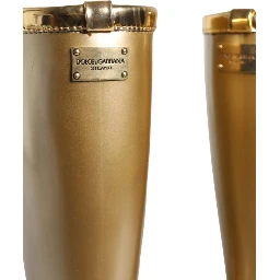 Metallic Gold Rubber PVC Rain Boots Shoes