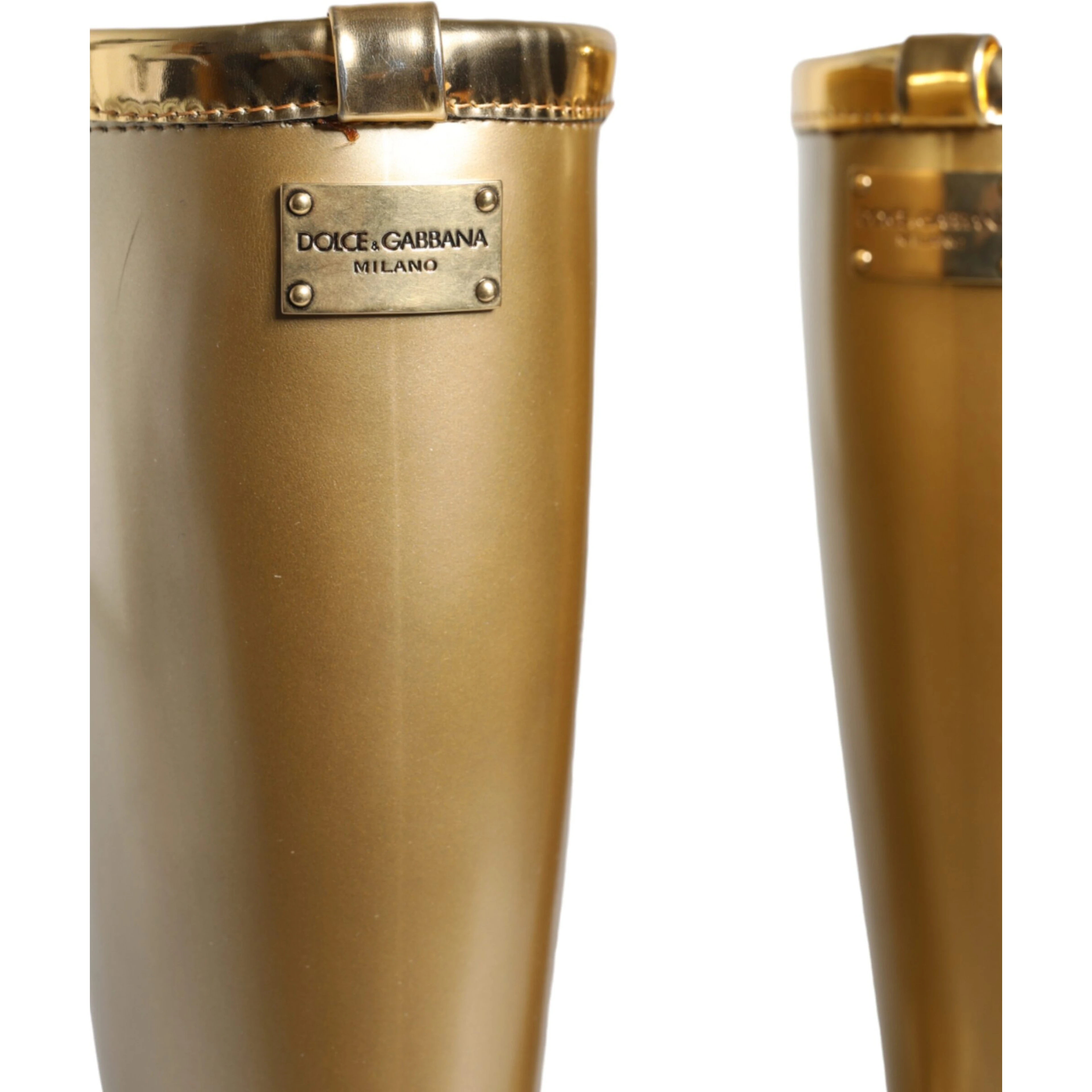 Metallic Gold Rubber PVC Rain Boots Shoes