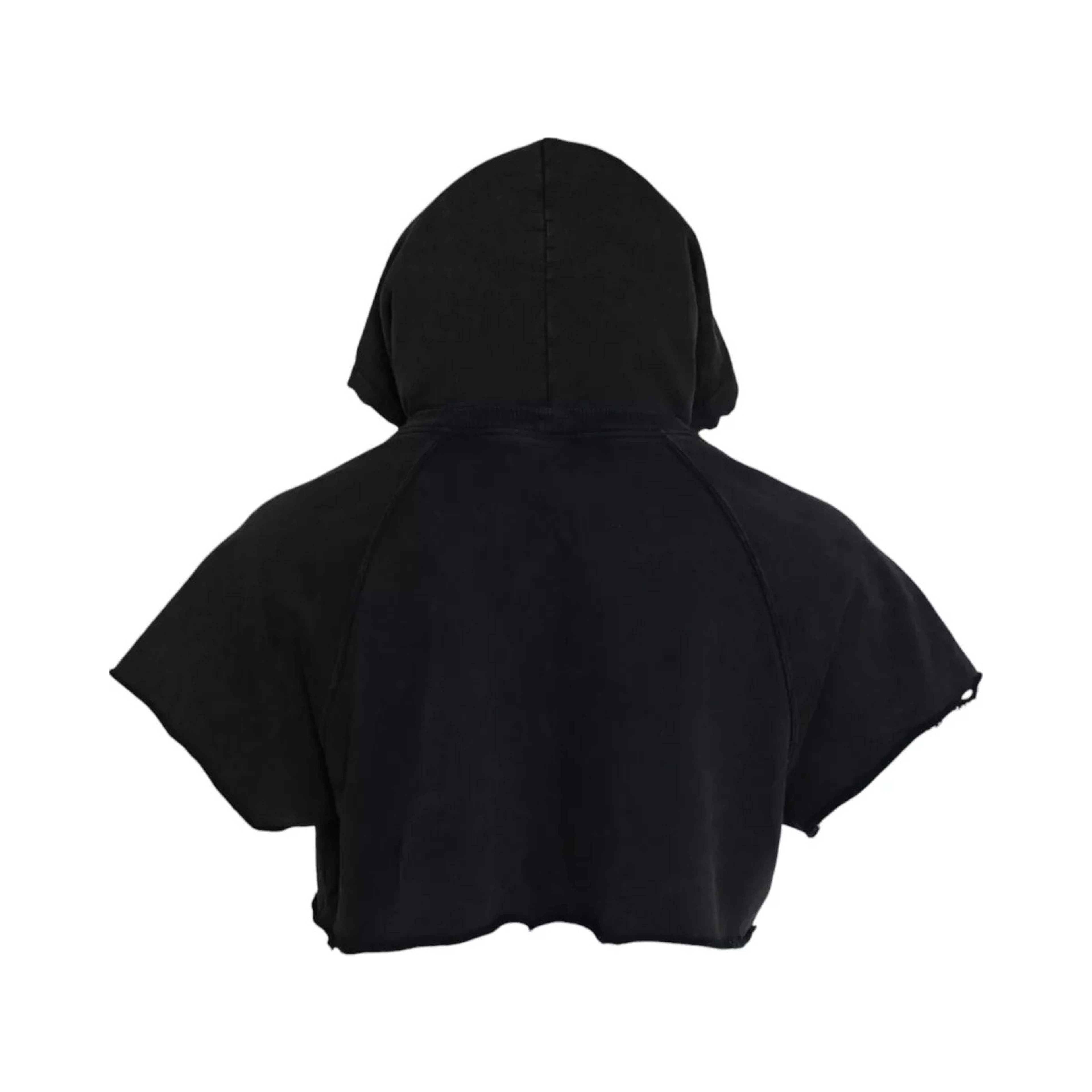 Black Cotton Hooded Short Sleeves Cropped T-shirt