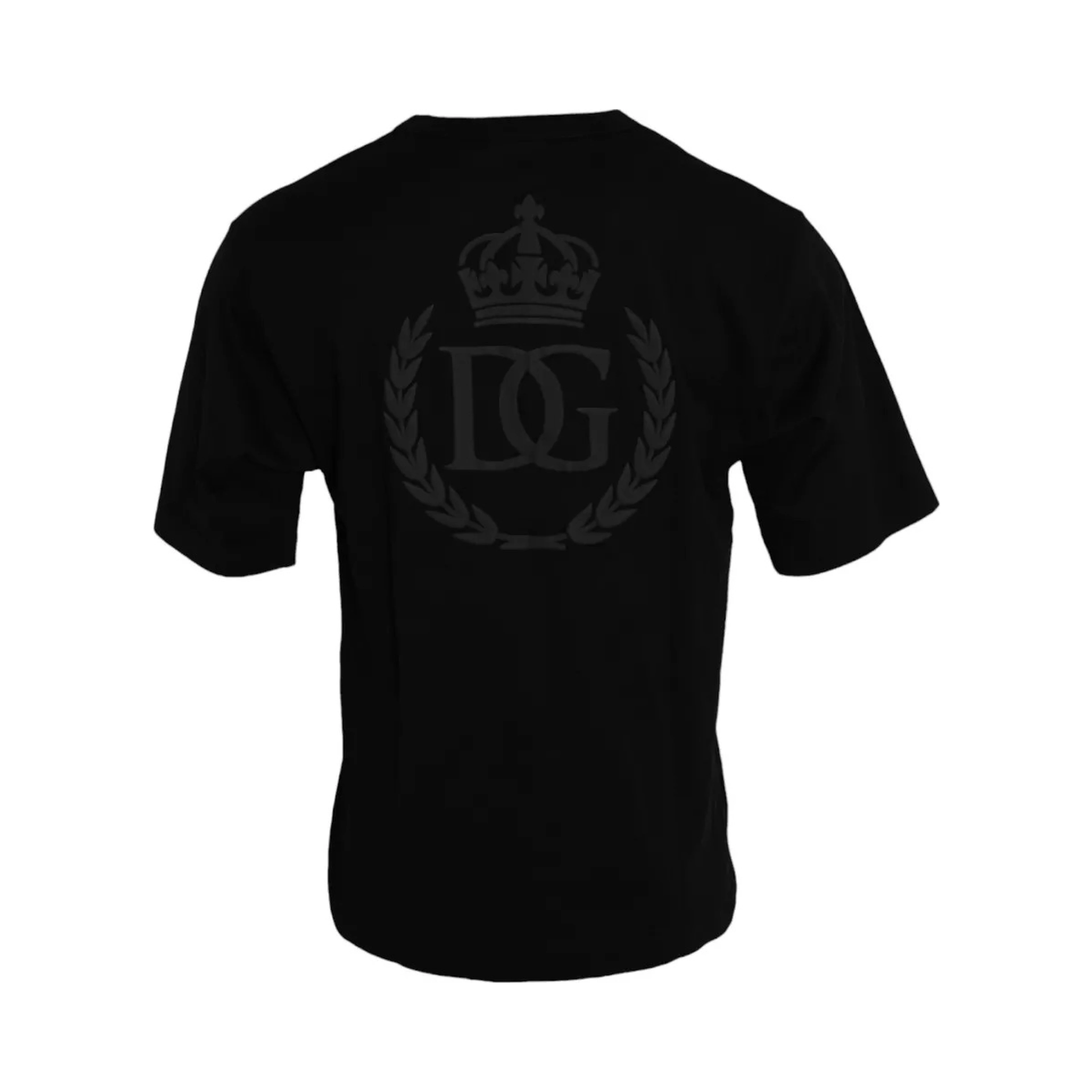 Black Logo Embossed Cotton Crew Neck T-shirt