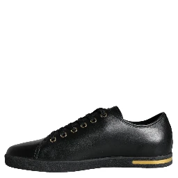 Black Gold Leather Classic Sneakers Shoes