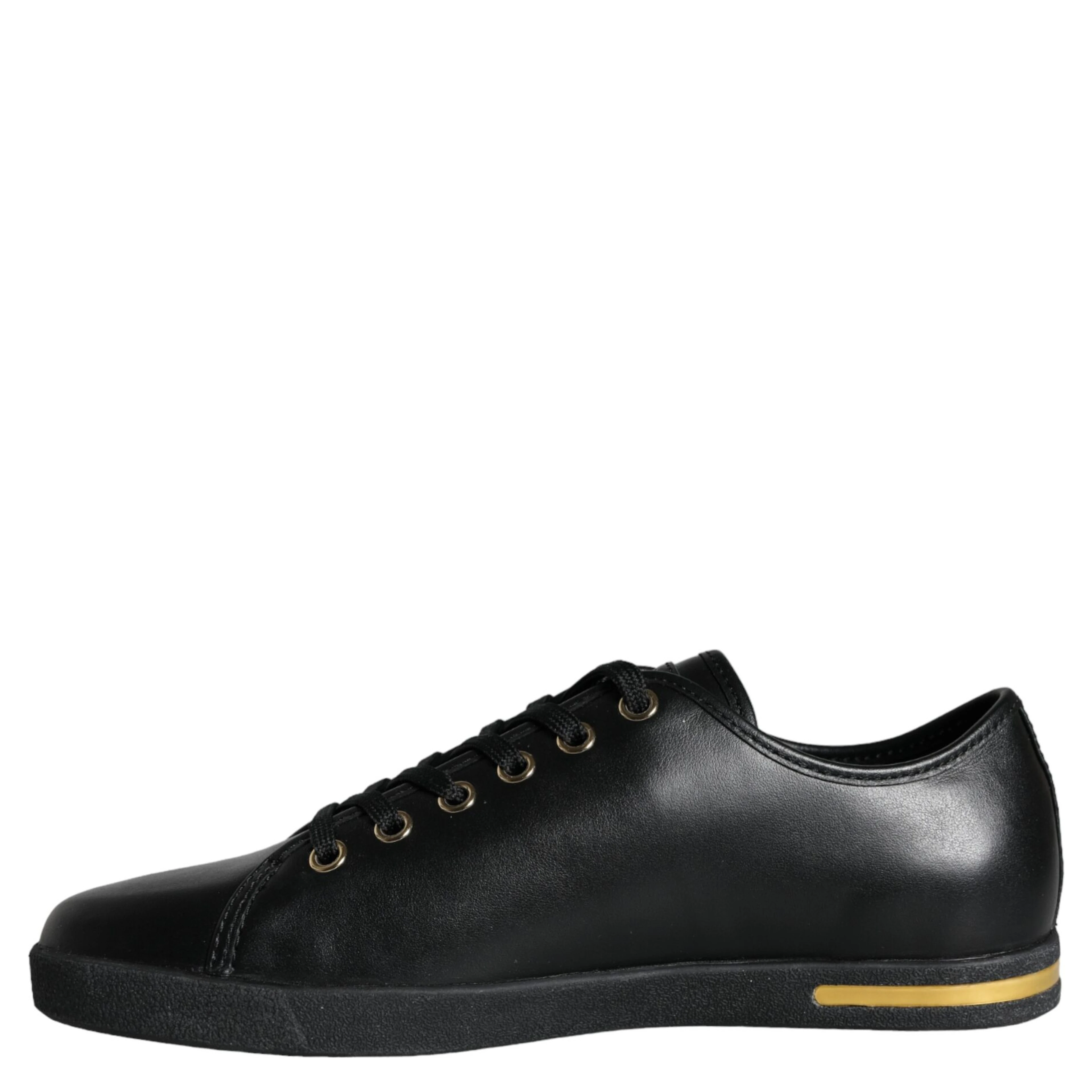 Black Gold Leather Classic Sneakers Shoes