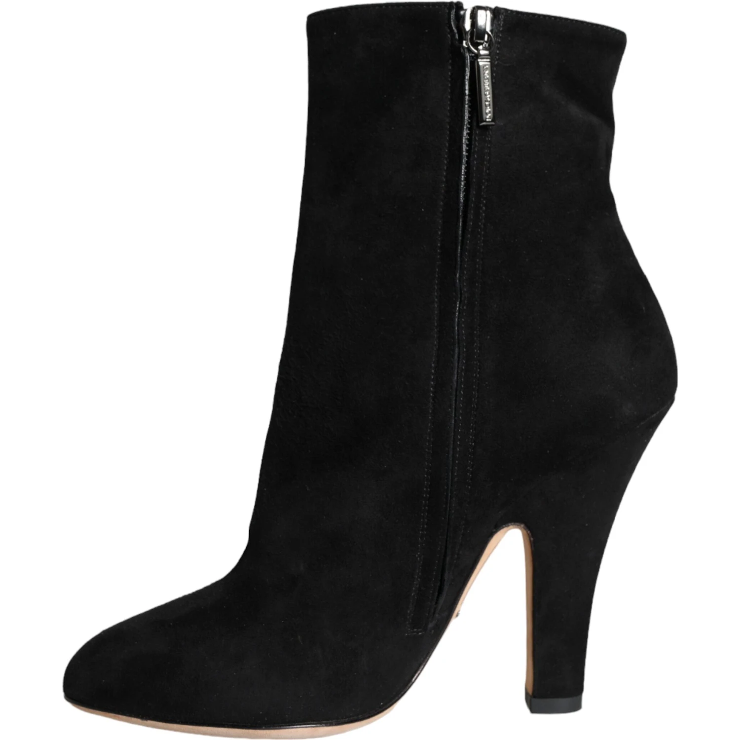 Black Suede Leather Mid Calf Boots Shoes