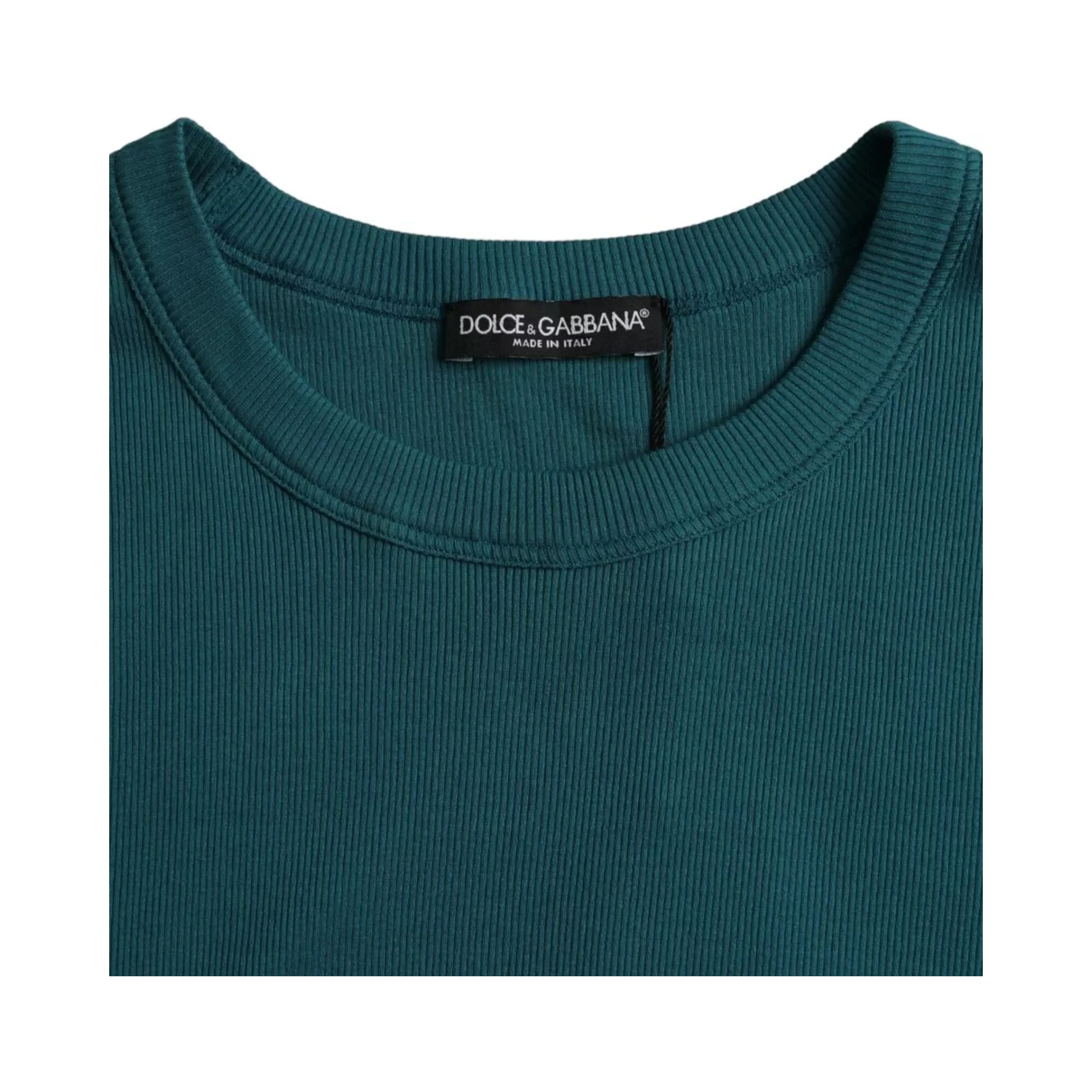 Blue Green Cotton Round Neck Short Sleeves T-shirt