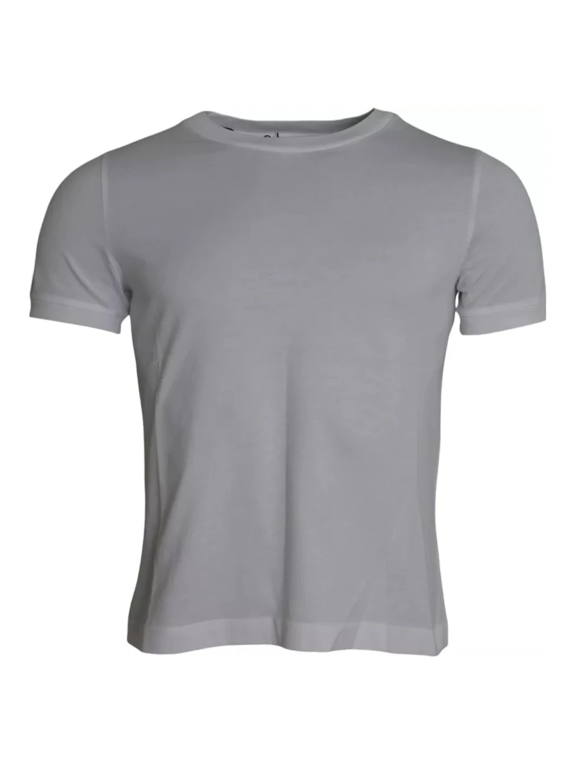 White Cotton Round Neck Short Sleeve T-shirt