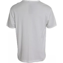 White Logo Embossed Cotton Crewneck T-shirt