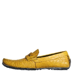 Yellow Leather Slip Mocassin Loafers Shoes
