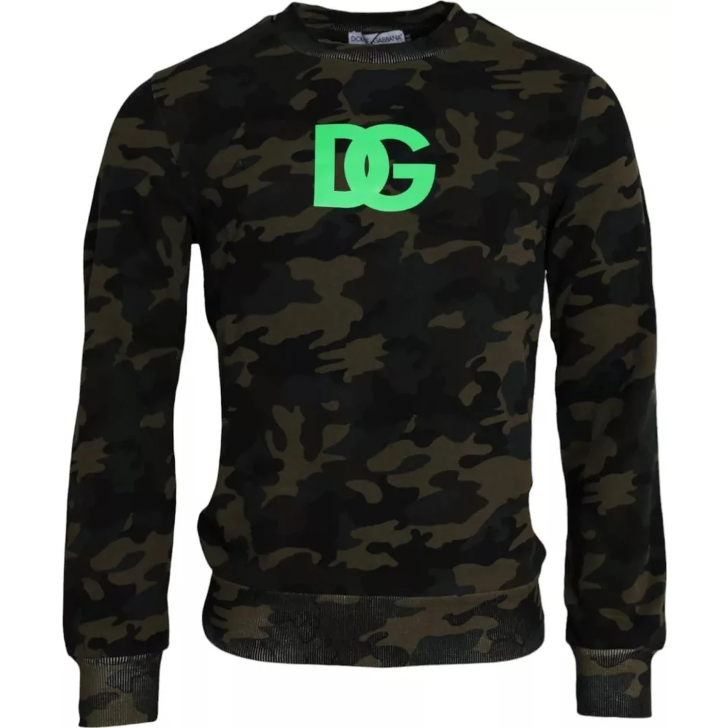 Black Camouflage Crew Neck Pullover Sweater