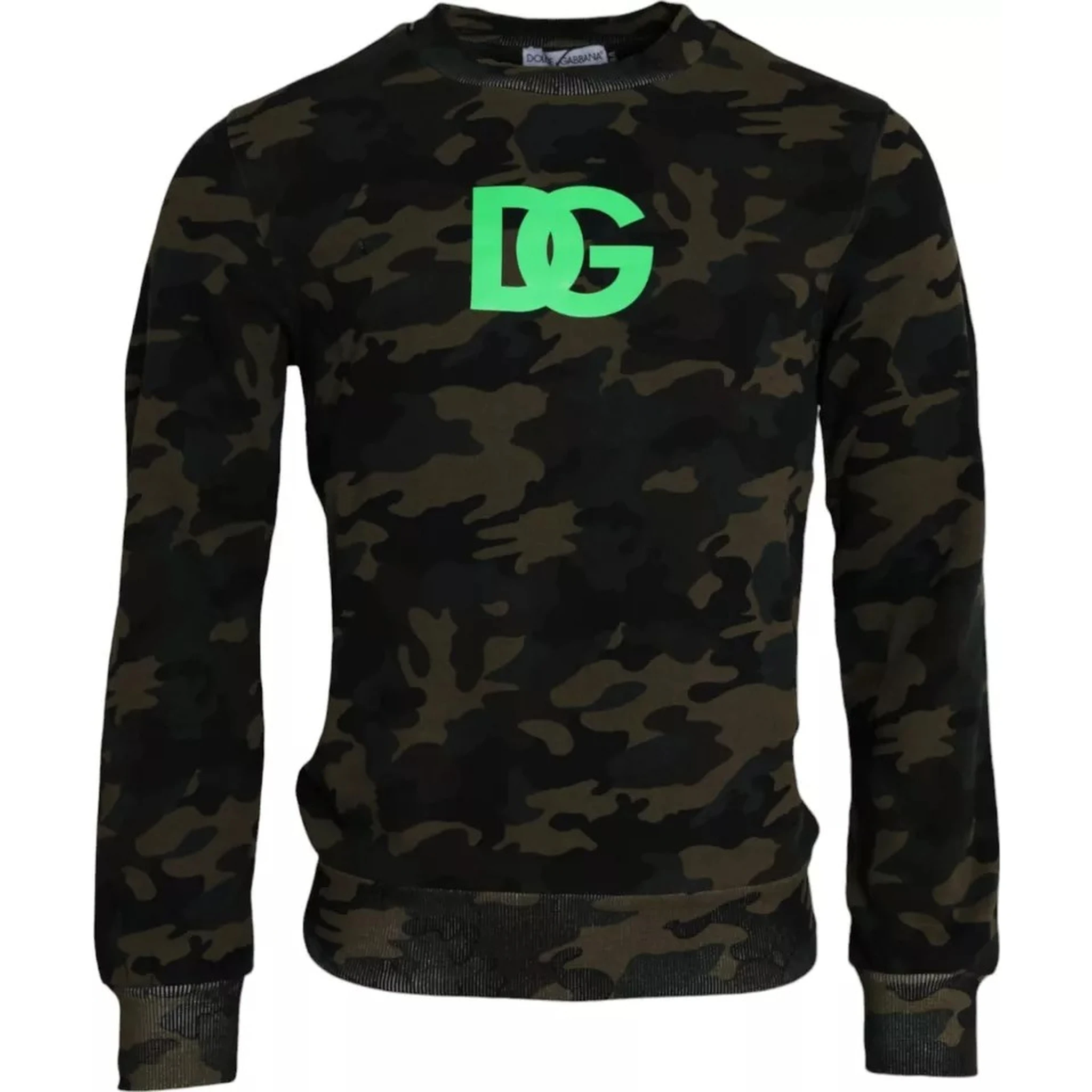 Black Camouflage Crew Neck Pullover Sweater