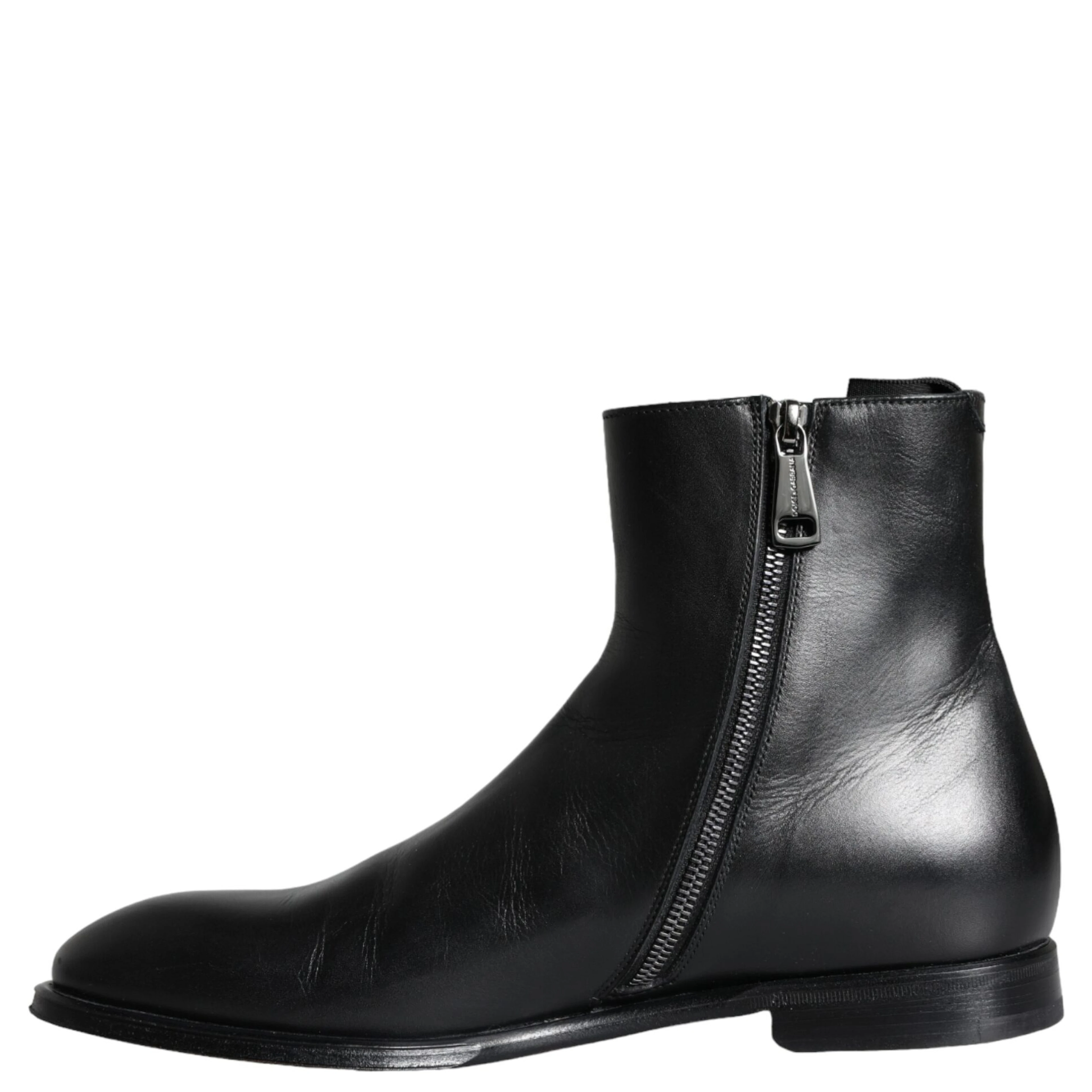 Black Calf Leather Men Ankle Boots Men Shoes