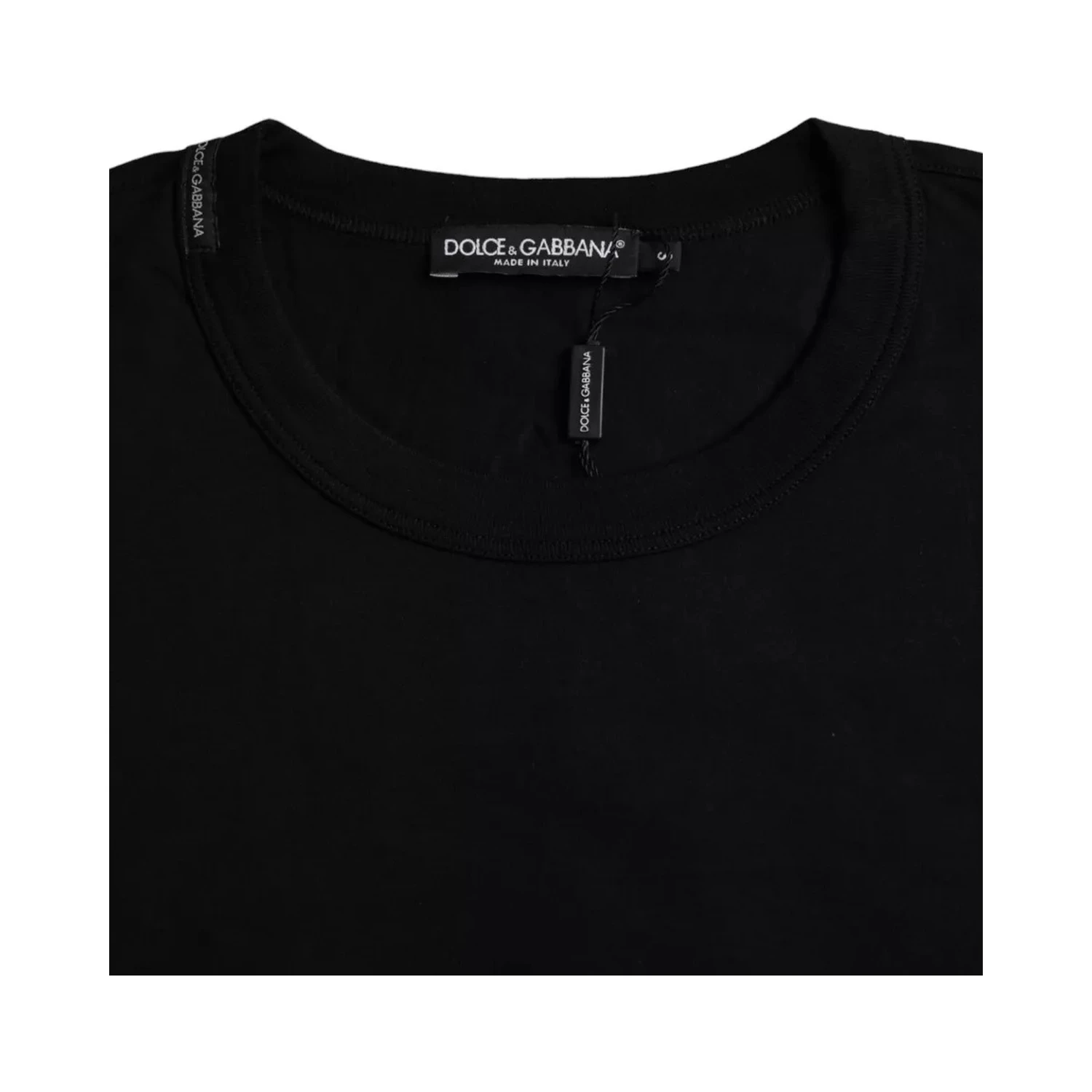 Black Logo Embossed Cotton Crew Neck T-shirt