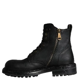 Black Lace Up Mid Calf Boots Men Shoes