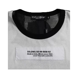 Black White Camouflage Round Neck T-shirt