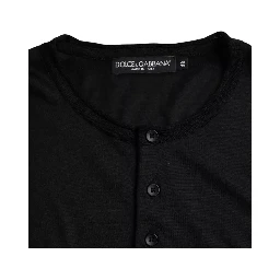 Black Silk Round Neck Short Sleeve T-shirt