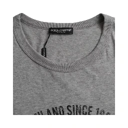 Gray Graphic Print Cotton Round Neck T-shirt