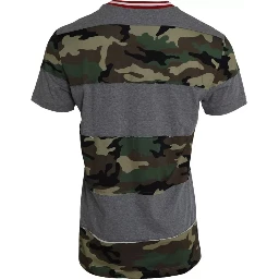 Multicolor Camouflage Cotton Crew Neck Men T-shirt