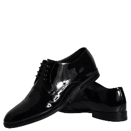 Black Calfskin Leather Derby Men Dress Shoes