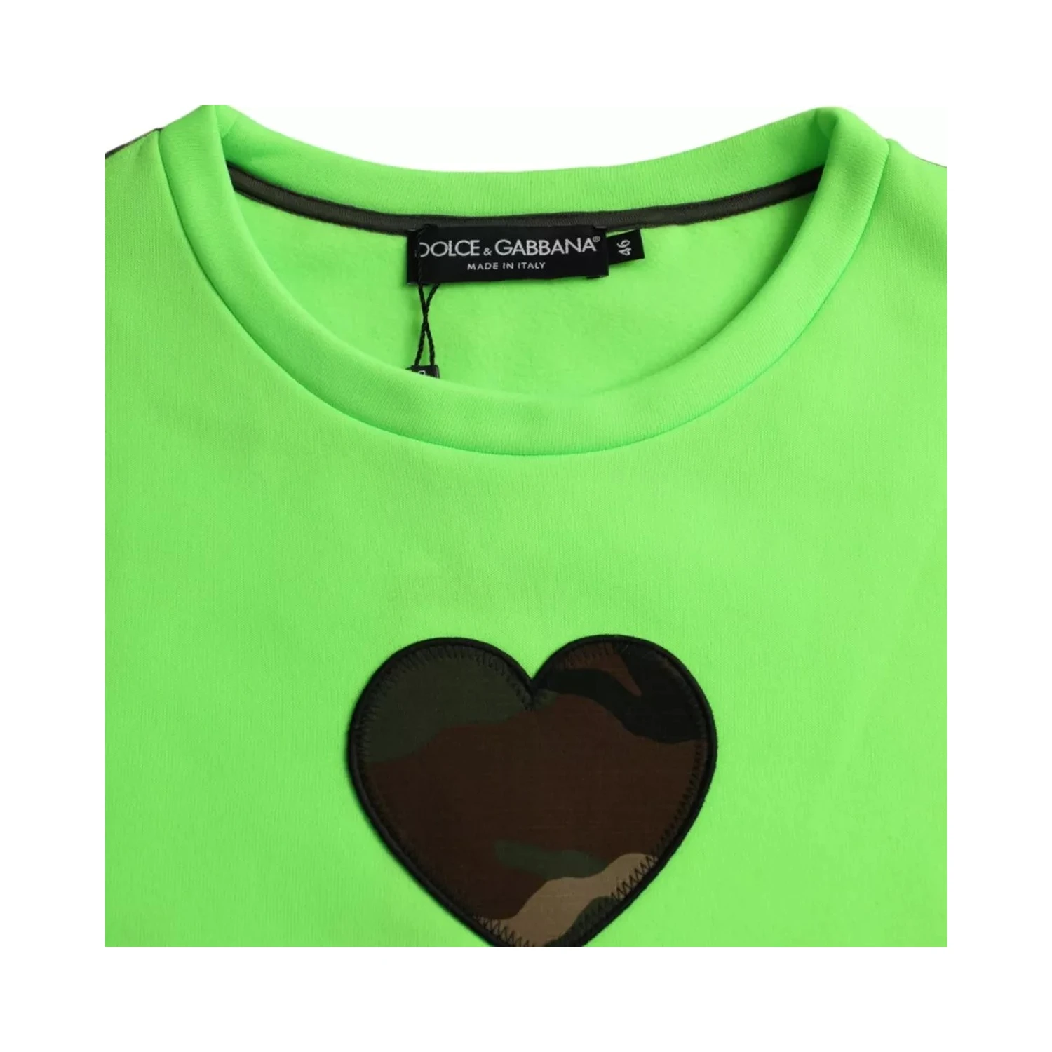 Green Patchwork Heart Crew Neck Pullover Sweater