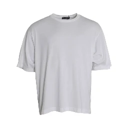 White Cotton Round Neck Short Sleeve T-shirt