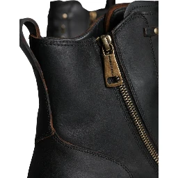 Black Lace Up Mid Calf Boots Men Shoes