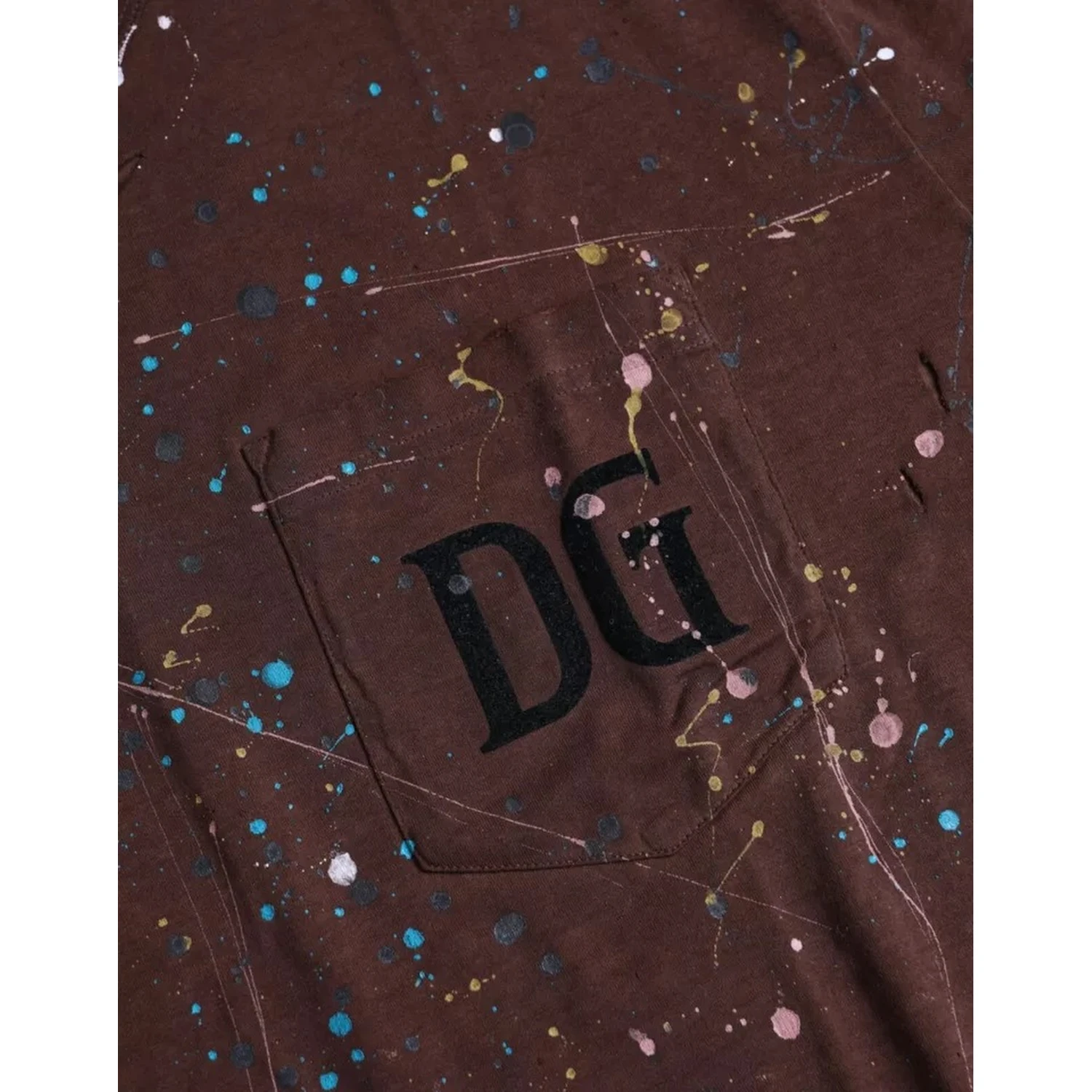Brown Color Splash Cotton Crew Neck T-shirt