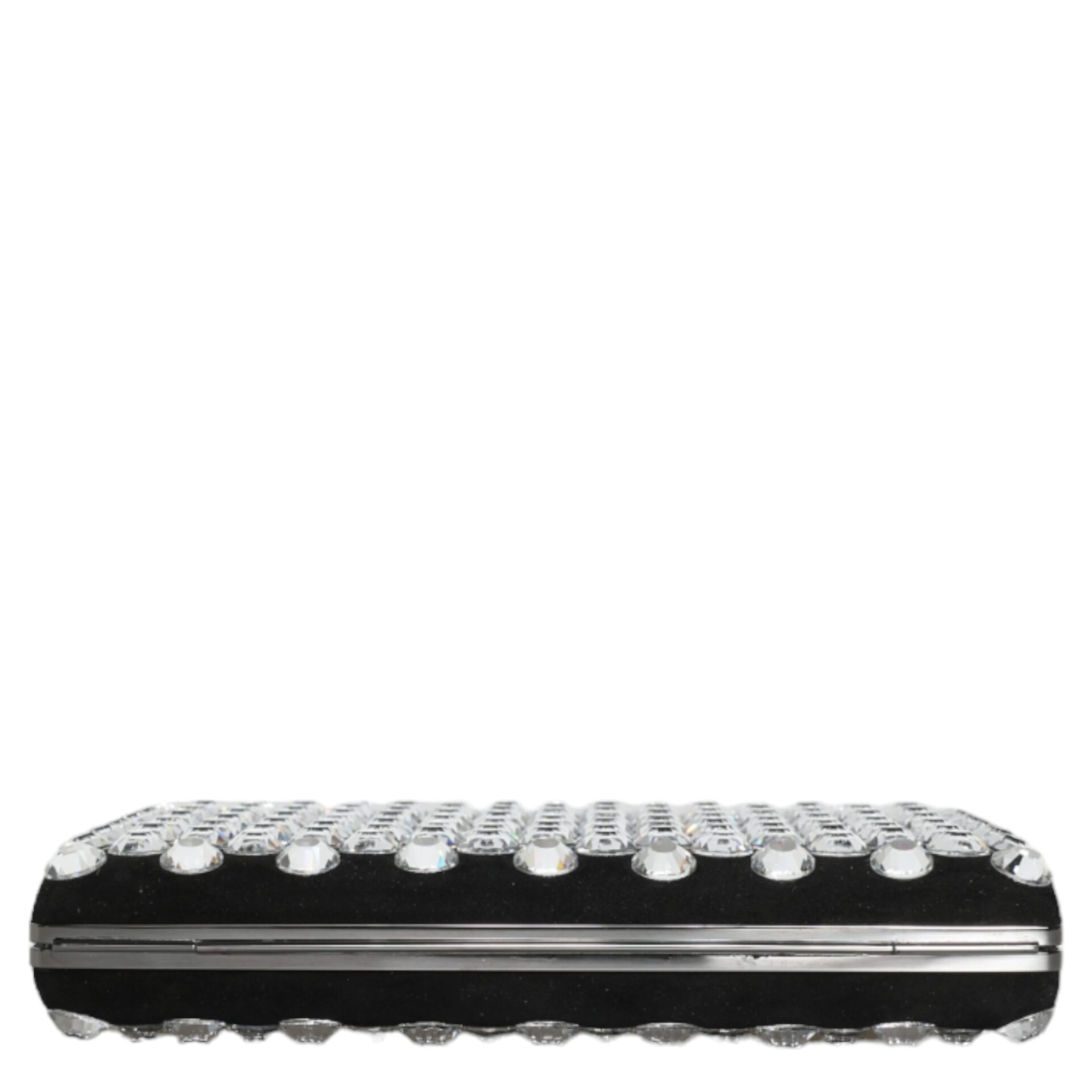 Black Velvet Crystal Clutch Evening Party Purse Bag