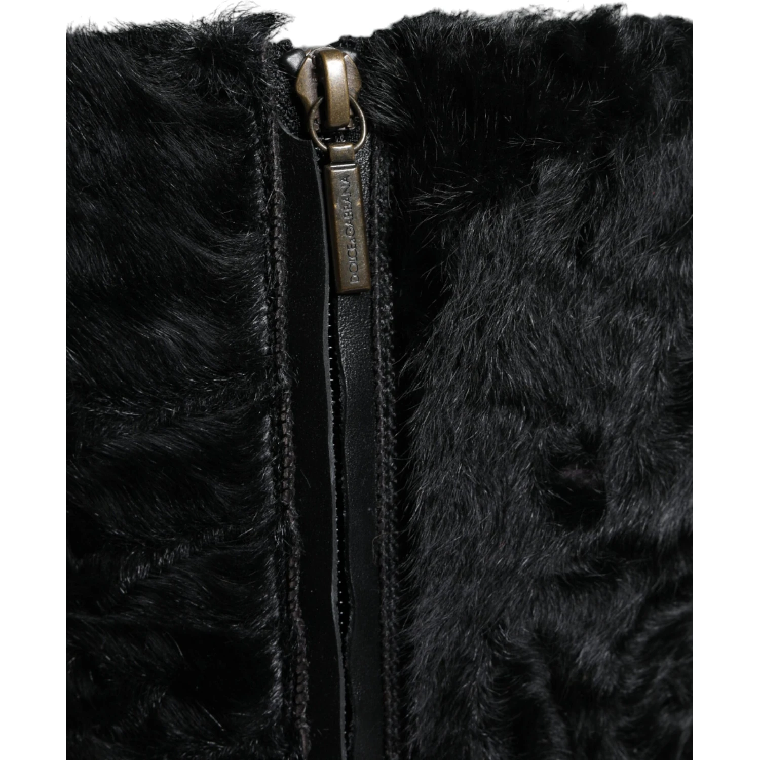 Black Xiangao Lamb Fur Leather Boots Shoes
