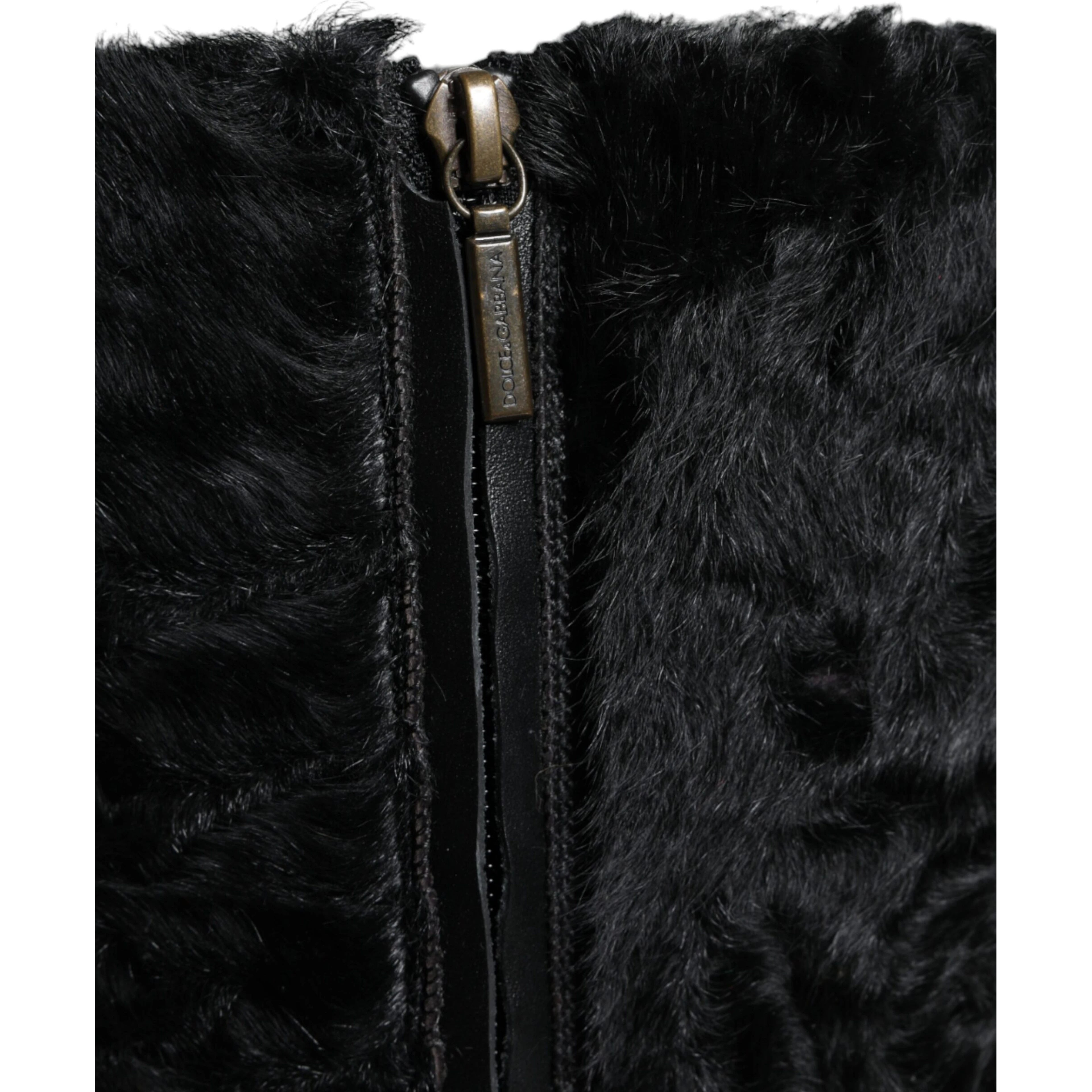 Black Xiangao Lamb Fur Leather Boots Shoes