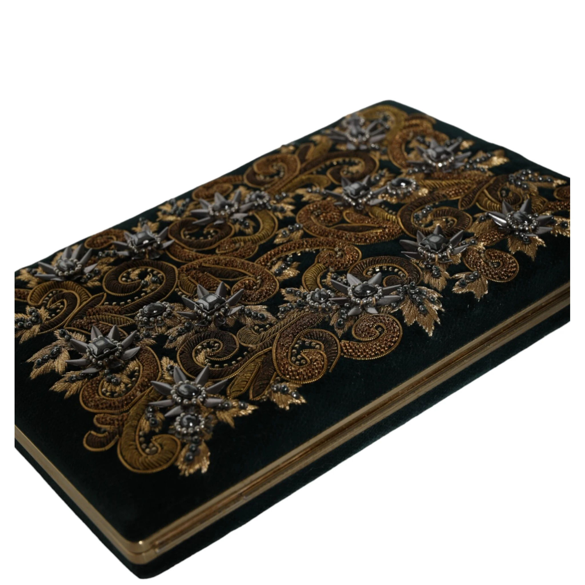 Black Velvet Gold Frame Clutch Evening Party Purse Bag