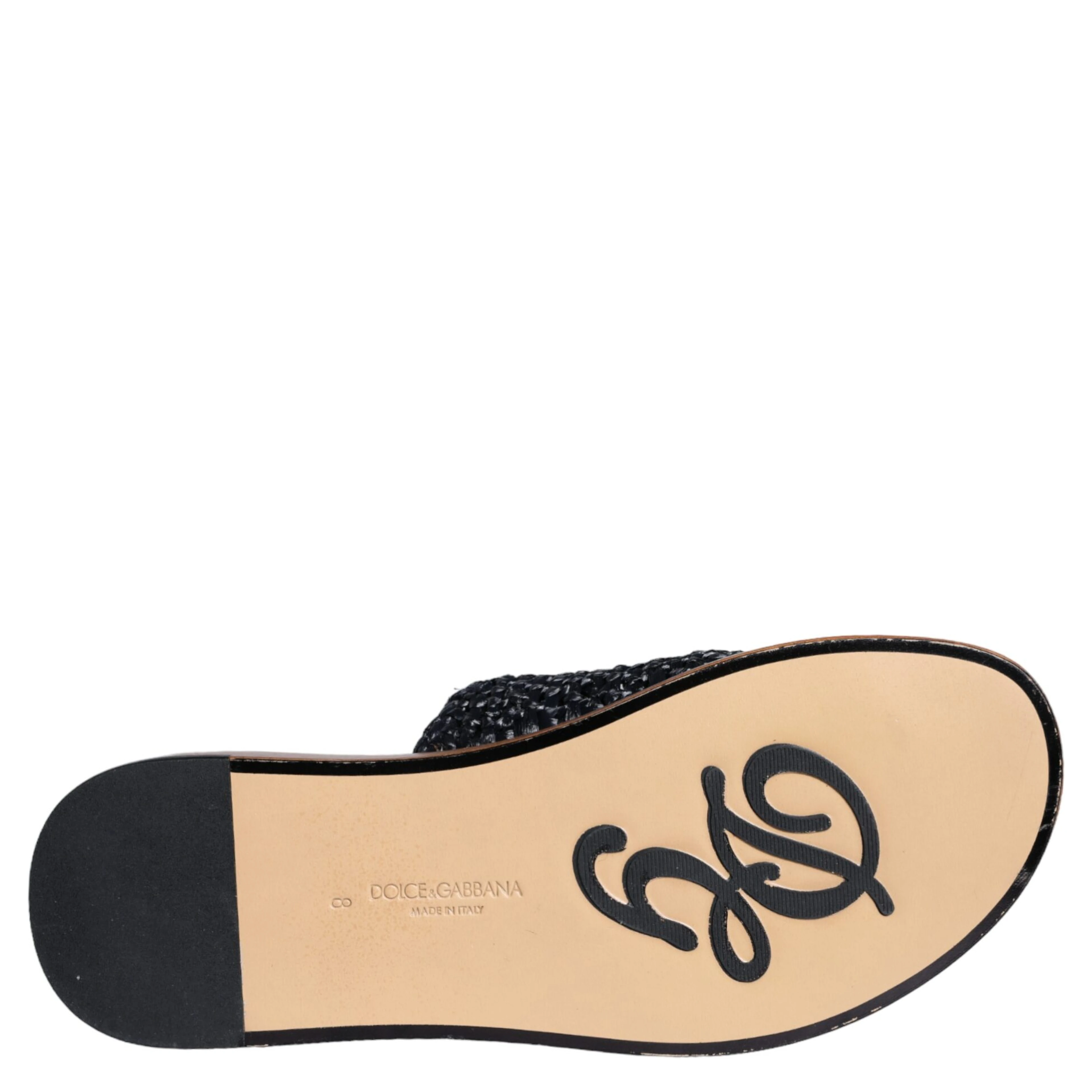 Black Monochrome Braided Raffia Slides Shoes