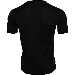 Black Silk Round Neck Short Sleeve T-shirt
