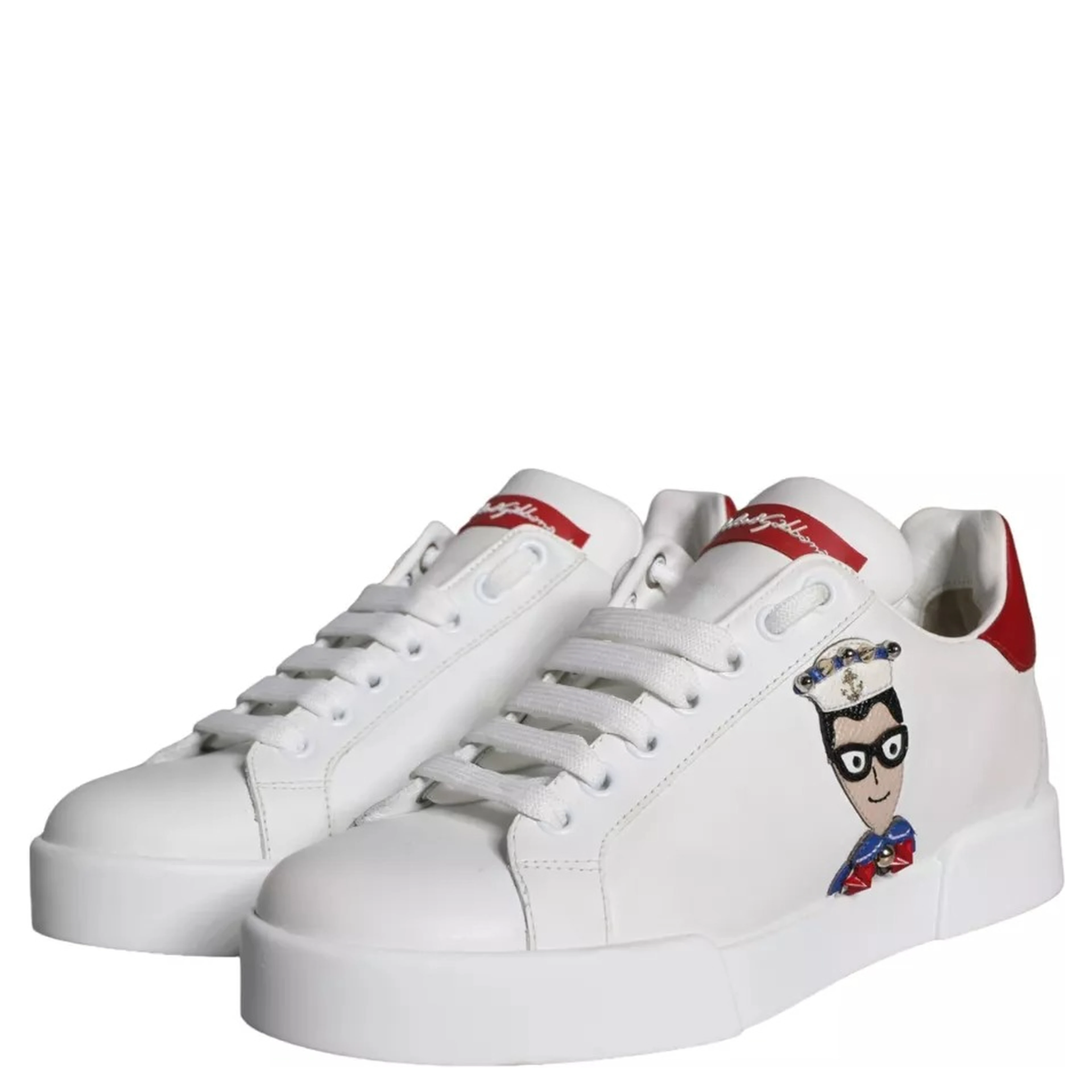 White Patch Calfskin Nappa Portofino Sneakers Shoes