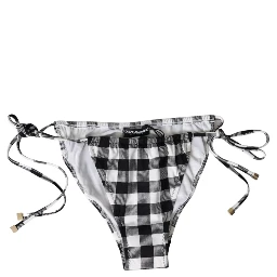 Black White Check Swimwear Beachwear Bottom Bikini