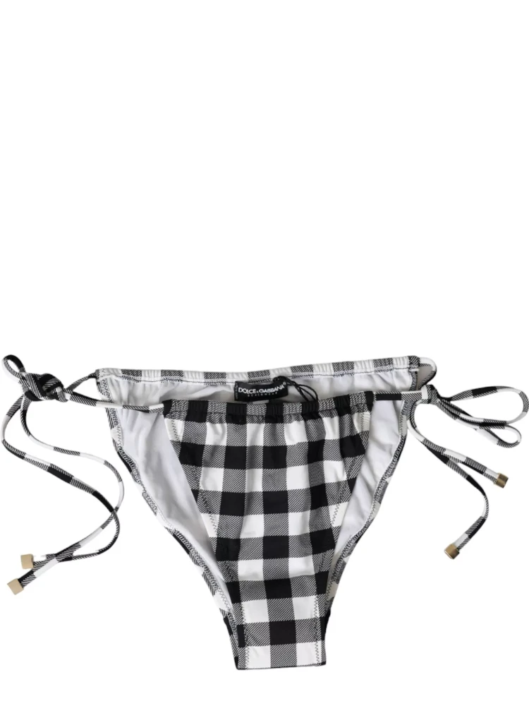 Black White Check Swimwear Beachwear Bottom Bikini