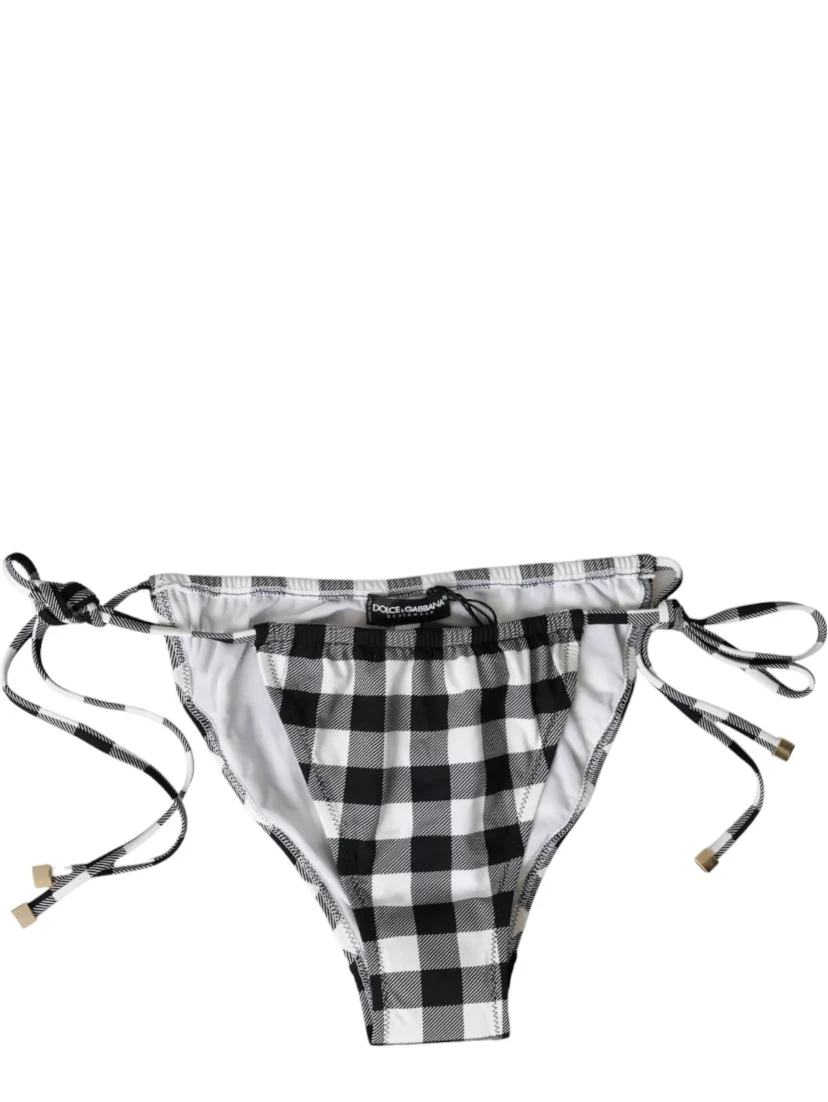 Black White Check Swimwear Beachwear Bottom Bikini