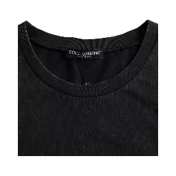 Black Graphic Print Cotton Crew Neck T-shirt