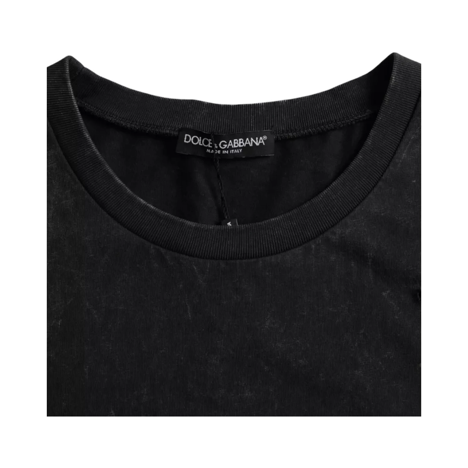 Black Graphic Print Cotton Crew Neck T-shirt