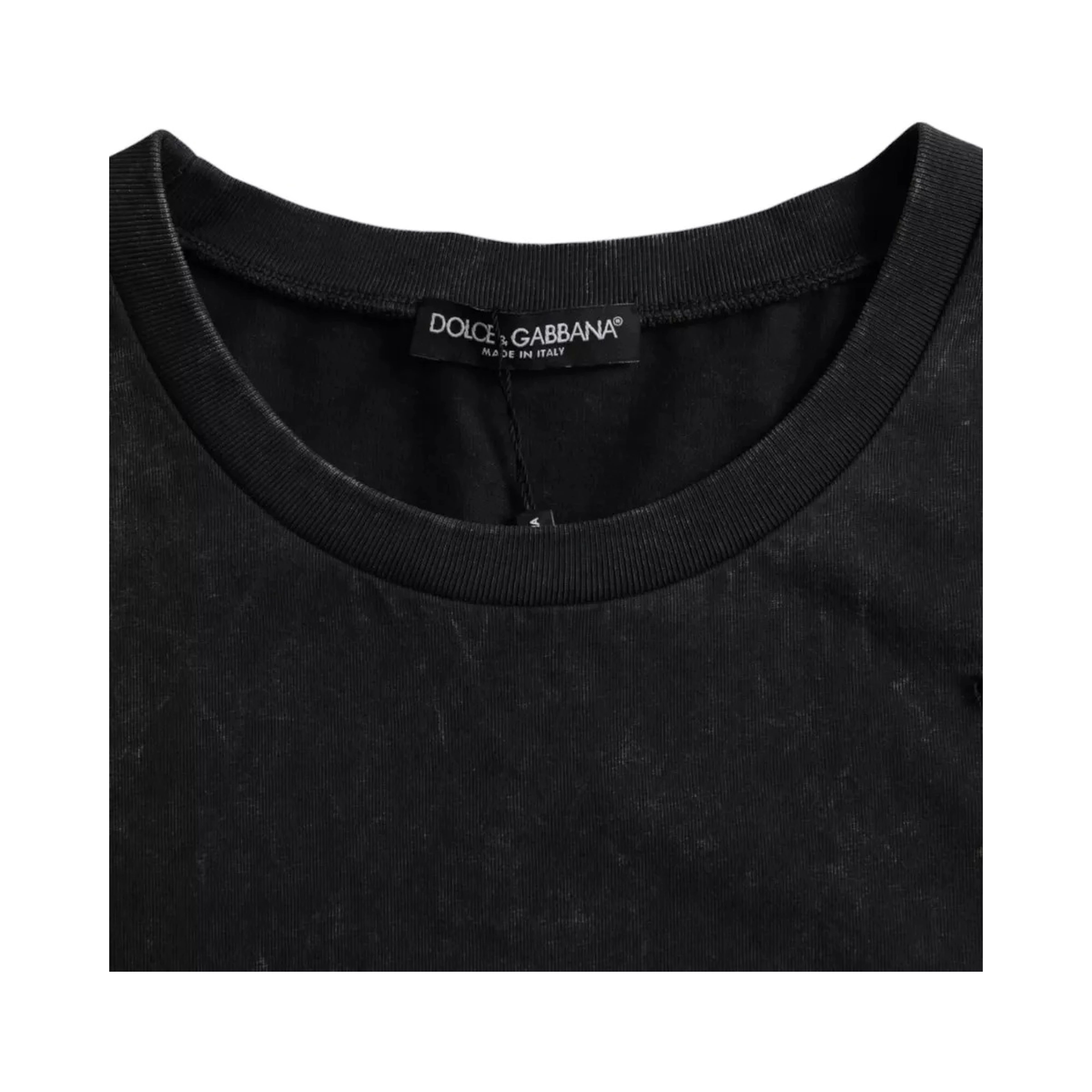 Black Graphic Print Cotton Crew Neck T-shirt