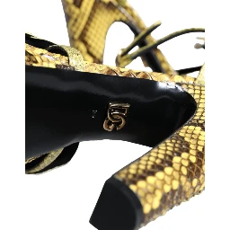 Yellow Exotic Leather Ankle Strap Heels Sandals Shoes