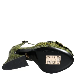 Green Exotic Leather Ankle Strap Heels Sandals Shoes
