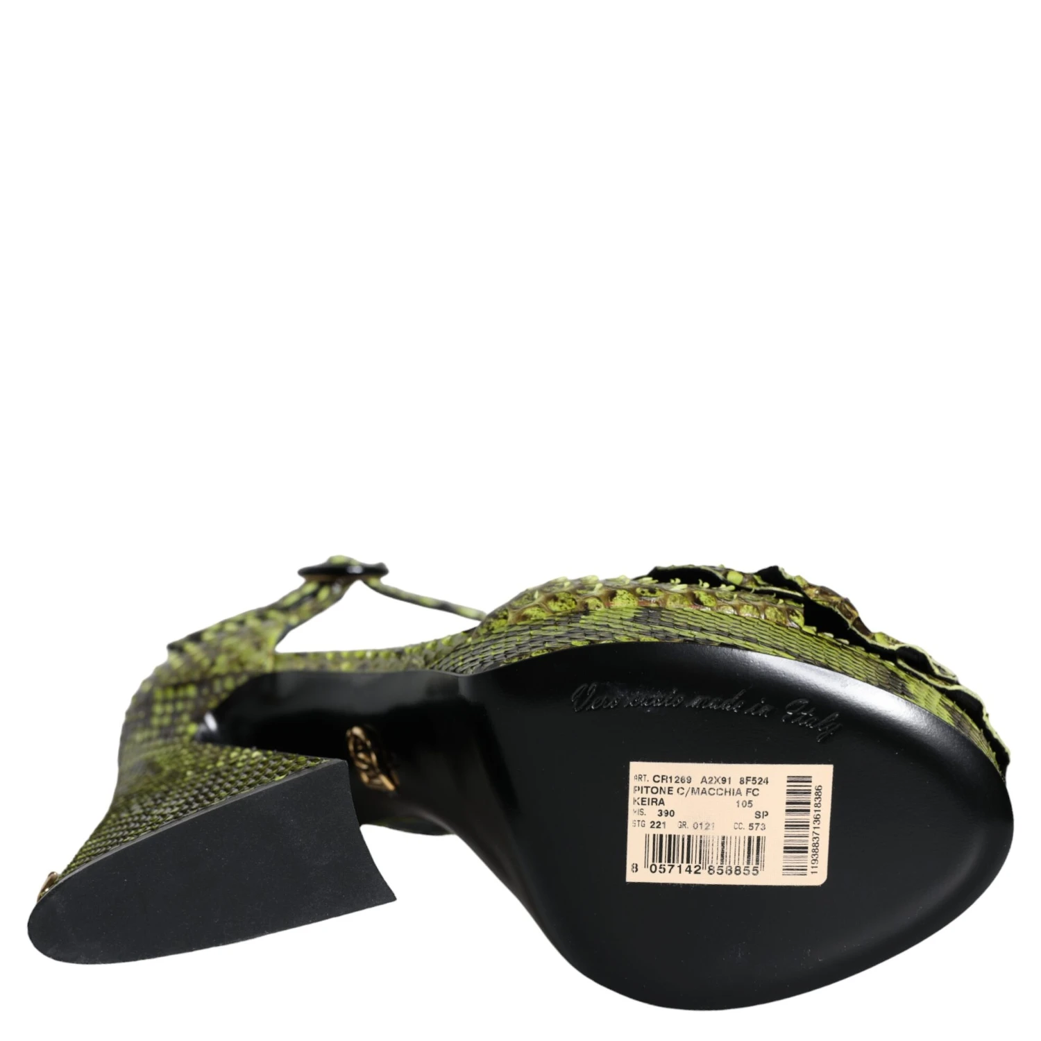 Green Exotic Leather Ankle Strap Heels Sandals Shoes