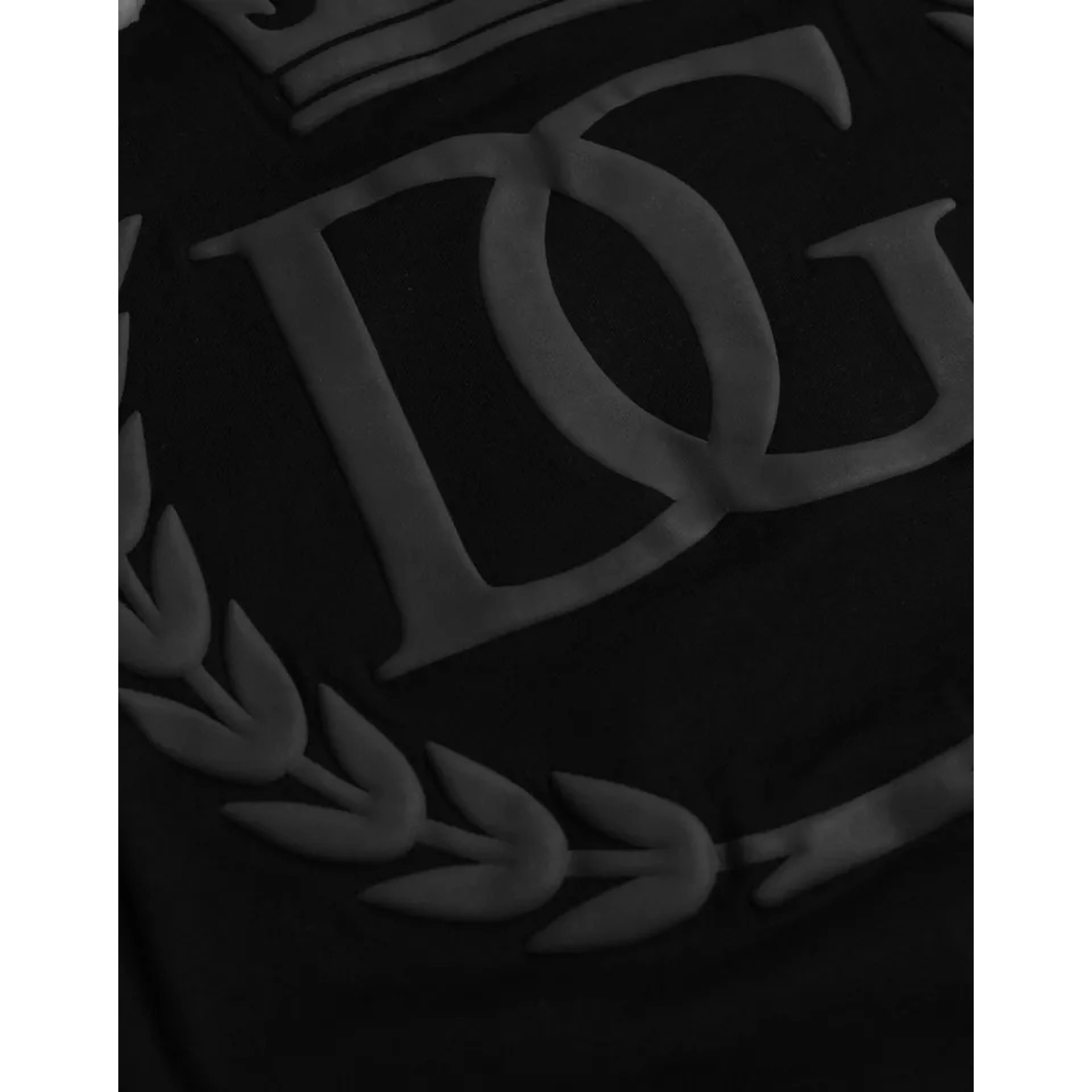 Black Logo Embossed Cotton Crew Neck T-shirt