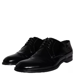 Black Calfskin Leather Derby Men Dress Shoes
