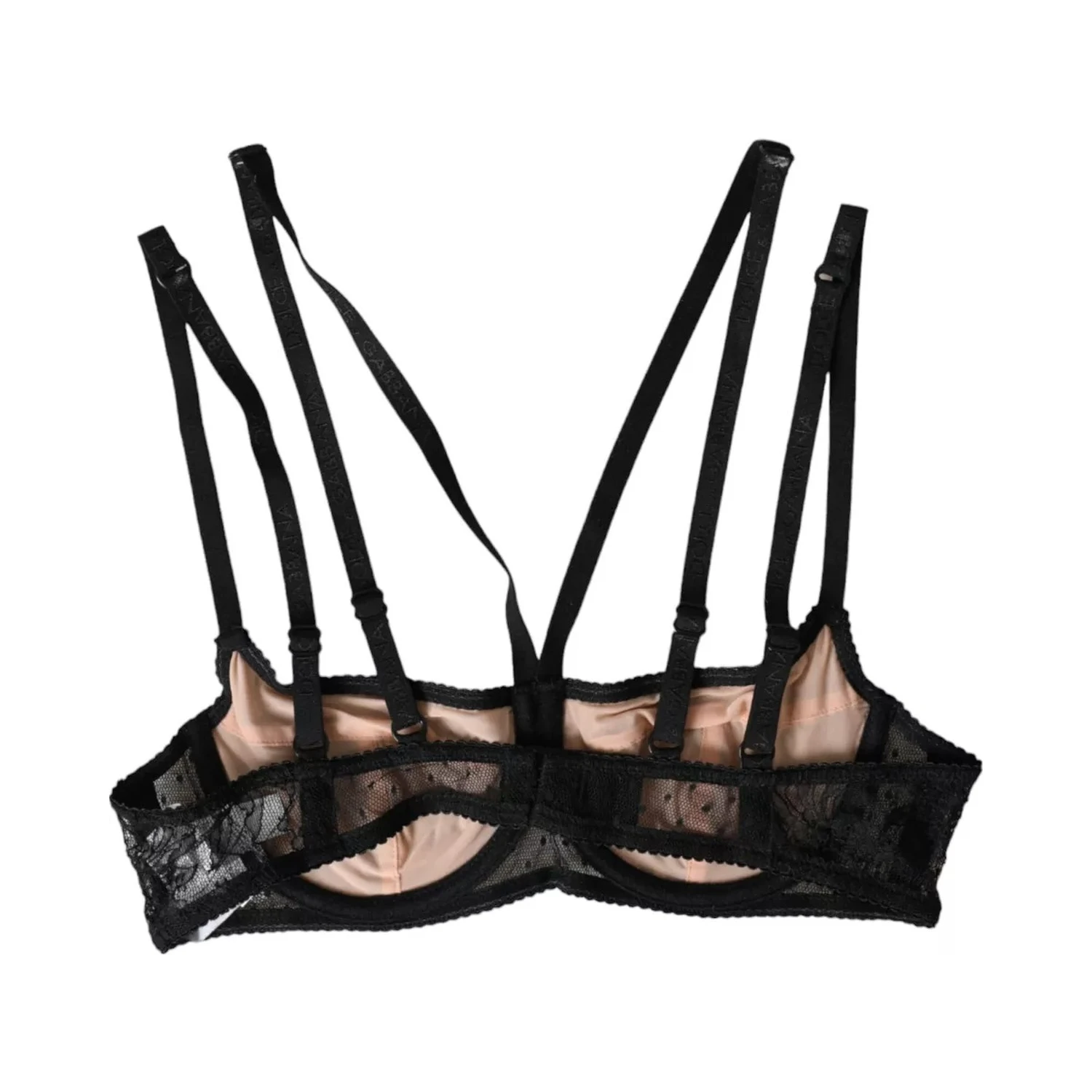 Black Floral Lace Nylon Balconcino Bra Underwear