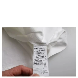 White Logo Embossed Cotton Crewneck T-shirt