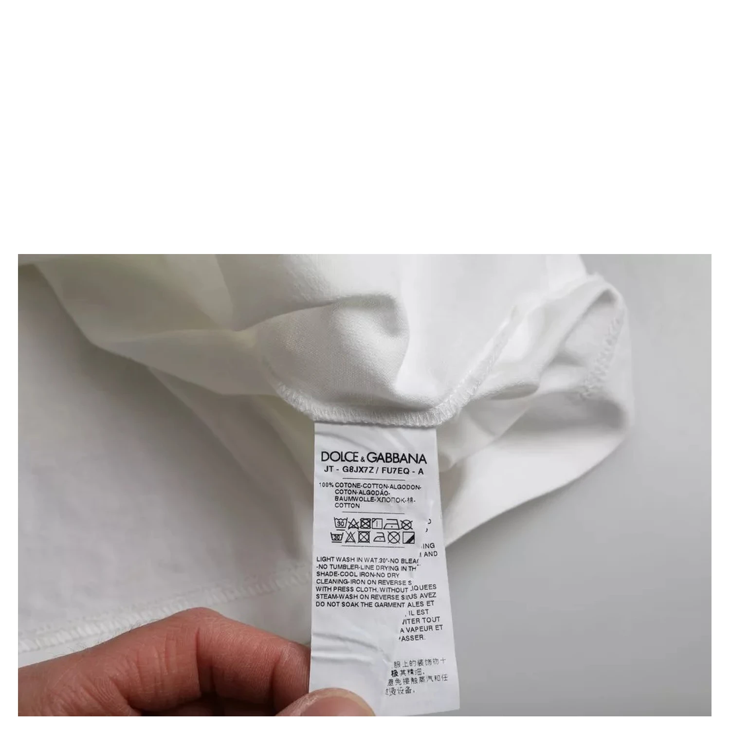 White Logo Embossed Cotton Crewneck T-shirt
