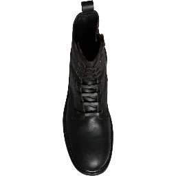 Black Lace Up Mid Calf Boots Men Shoes
